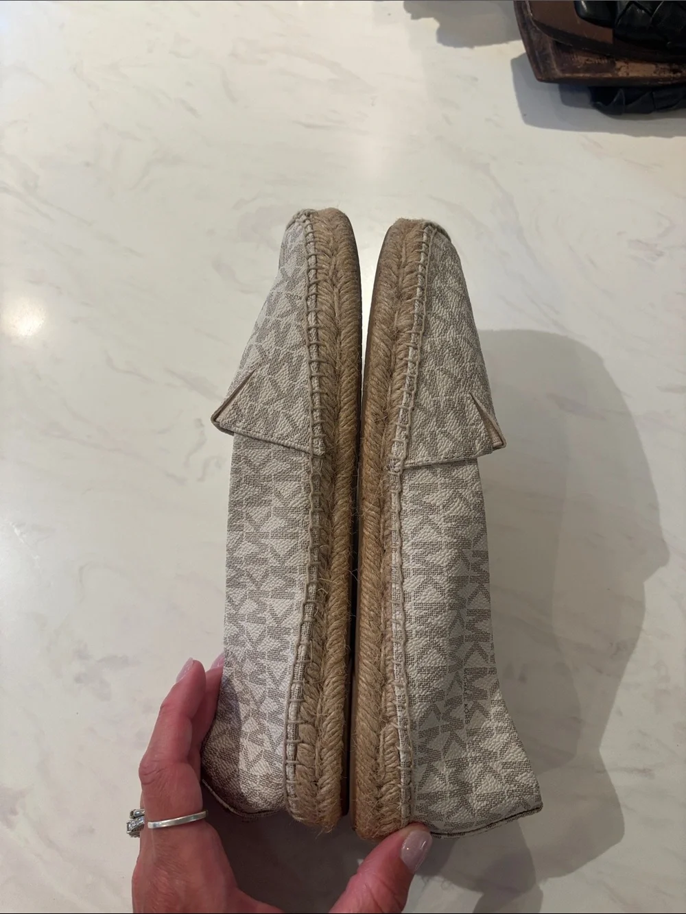Michael Kors Women's Beige Logo Espadrille Flats
